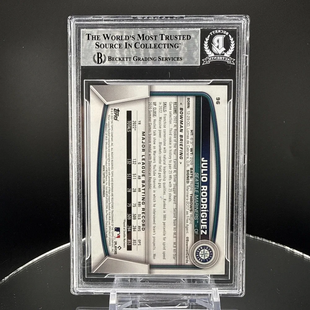 2023 Topps Julio Rodriguez Sticker Auto BGS Authentic Autograph Mariners JRod